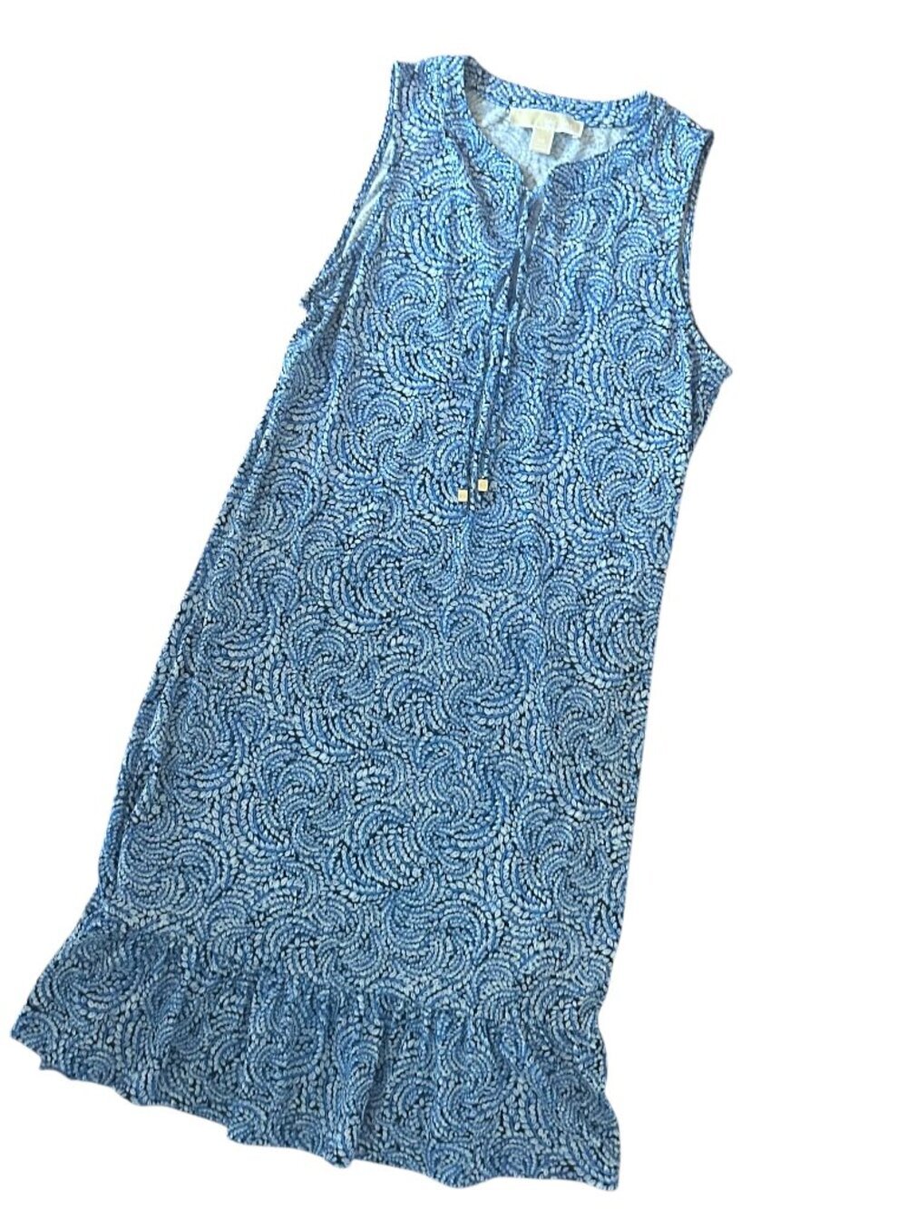 Michael Kors Sleeveless Shift Dress Ruffle Pleated Hem Size XS V-Neck in pristin
